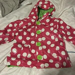 Baby Headquarters Pink Polka Dot Fleece Lined Raincoat- 12 months